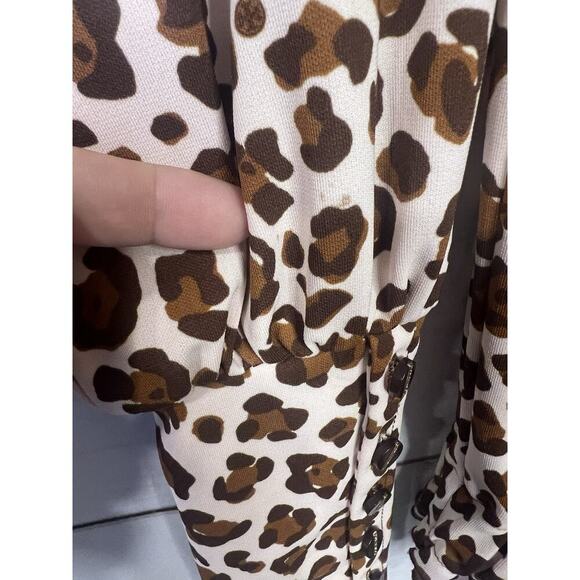 Tory Burch Size Small Animal Print Top Brown Beige - Picture 3 of 8